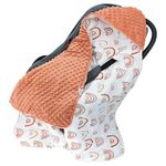 comeder Baby Car Seat Blanket, Cosy Wrap Travel Blanket with Hood, Universal Baby Swaddle Blanket for Newborn Baby with Holes for 3-Point Harness Straps Pushchair, Pram, Footmuff - 90x90cm (Orange)