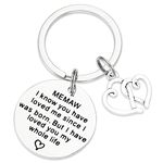 Ahaeth Jewelry Memaw Gifts Keychain for Women Worlds Best Memaw Ever Key Chains Present for a Memaw Keyring to My Memaw Keychain, Silver, Silver, Medium