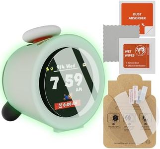 EAZUSE Liquid Silicone Case and 2 Pack HD Films for Nintendo Sound Clock Alarmo, Transparent HD Clear Screen Protector Compatible with Alarmo Nintendo (Fluorescent Green)