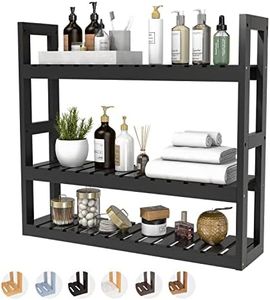 Bathroom Shelf 3-Tier Wall Mount Shelf Storage Rack Adjustable Layer Living Room Kitchen Free Standing Multifunctional Utility Black by Domax