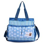 Unique Ideas New Born Baby Multipurpose Polyester Diaper/Mother Bag with Holder Diaper Changing Multi Compartment (Blue Stripes, Medium)