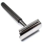 PARKER Safety Razor Men , Model 78R 3-Piece Closed Comb Safety Razor With 5 Parker Platinum Blades Included, (Graphite/Gun Metal)