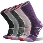 ANTSANG Merino Wool Socks for Men & Women Thermal Winter Hiking Warm Thick Crew Cozy Boot Work Gift Socks Stocking Stuffers 5 Pairs(Purple/Black/Grey Series)