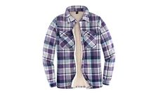 ThCreasa Womens Sherpa Fleece Lined Flannel Shirt Jacket Warm Button Up Plaid Shirt Jac (Sherpa Fleece Throughout) Purple M