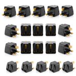 Hi-PLASST UK Plug Adapter (Pack of 20) for London (G-Type) Power Plug Converter for England, Dubai, Hong Kong,Singapore, Ireland, Wales, Scotland,Adaptor for Charging Laptop, Camera, Phone.