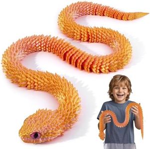 Nemoro 3D Printed Articulated Snake – 29.5'' Crystal-Like Movable Snake– Realistic Slithering Design, Collectible Articulated Model (Pink Gold)