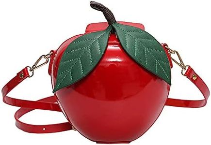 123Arts Apple Shape Shoulder Bag Leather Wallet Handbag Purse, Large-red, 19 * 19 * 10cm
