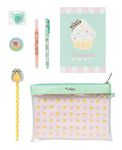 Grupo Erik Pusheen Stationery Set | Pusheen Pencil Case with Pen, Highlighter, Pencil with Eraser Topper, Paper Clips, Sharpener, Notebook | Pusheen Gifts | Pusheen Cat | Pusheen Stationery