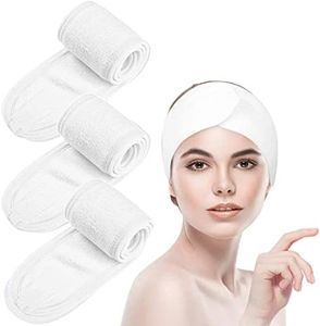 3 Piezas Diadema de Maquillaje,Pelo banda para maquillaje,Diadema Toalla Ajustable Pelo Banda,Diadema para lavado de cara,spa, belleza(Blanco)