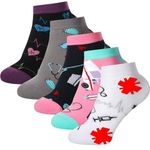 5 Pairs Women's Novelty Nurse Teeth Socks Nurse Dentist Hygienist Gift for Christmas Medical Nursing Dental (Bright Nurse Style)