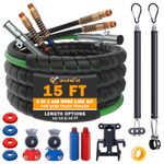 XaXmTee 15 FT Semi Truck Air Lines Kit with 2 Pcs Tender Spring Kit and Glad Hands with Gladhand Holder & Handles 3IN1 Trailer Cord and Air Hoses Kit for Truck Trailer Tractor