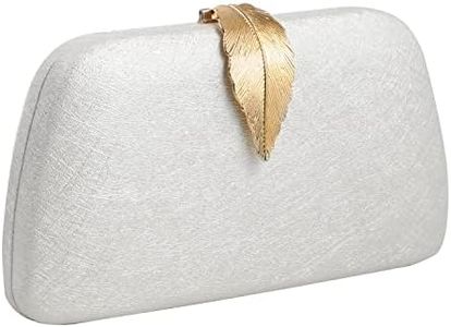 Zengmei Women's Wedding, and Party, Night Out Purses Evening Clutch Handbags & Crossbody Bags for Formal or Casual occasions, 3-white & Gold Leaf