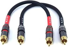 WJSTN-020 RCA to RCA Audio Cable, 1RCA Male to 1RCA Male Stereo Audio Cable Converter, Digital Stereo Audio Cable for subwoofer, Home Theater, high-Fidelity Audio-Double Shielding-2 Pack (6IN)