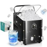 FOHERE Ice Maker Machine Countertop, 14KG in 24H, Ice Ready in 5 Mins, 2 Bullet Sizes, Portable Ice Cube Maker with Handle, Self-Cleaning, Scoop&Basket, Home/Kitchen/Office/RV