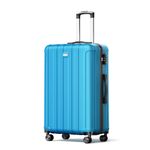 Strenforce Checked Large Luggage 28 Inch Hardside ABS Suitcase with TSA Lock,Lake Blue