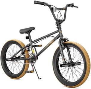 KORIMEFA 20 inch Freestyle BMX Bike, Trick Bicycle for Boys Girls Ages 8-12 with 4 Pegs and Guro
