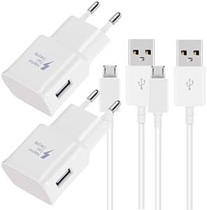 2 Pack DBZYLN Cargador con Cable Micro USB 150cm Compatible con Samsung Galaxy S7 S7 edge S6 edge S4 J8 J7 J6 J5 A6 Note 5 4, Tab S Tab S2, Moto G5, E6, E5, E4 USB Carga Rapida Rapido Charger - Blanco