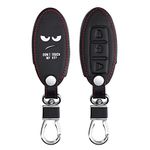 kwmobile Key Cover Compatible with Nissan 3 Button Car Key - Faux Leather Car Key Fob Protector - White/Black