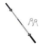 Konark Fitness 4 Feet Straight Olympic Barbell/Rod (Bearing) Heavy Weight Lifting for Gym Fitness Workout (30 mm Internal Dia & 50mm Outer Dia) with Two Springs Side Locks