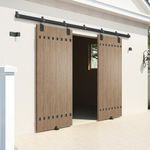 DIYHD 16FT Exterior Double Sliding Barn Door Hardware,Heavy Duty Wall Mount Box Track Kit for Outdoor Use,MAX Load 300lbs(Fit 48" X 2 Door)