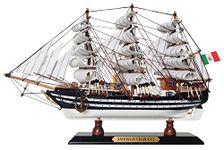 SAILINGSTORY Wooden Model Ship Amerigo Vespucci 1/300 Scale Replica Ship Model Sailboat Decor