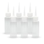 CIXLOGIC 6pcs Squeeze Applicator Bottles Plastic Glue Bottles Precision Bottles Small Fine Tip Applicator Color Bottles for Hair Salon, Paint Art, Craft, Liquids, Glue (1.76oz)