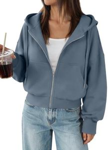 Trendy Queen Zip Up Hoodies For Women Cropped Sweatshirts 2026 Fall Outfits