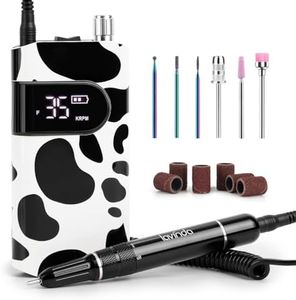 Lavinda 35000RPM Electric Nail Drill, Cordless Nail Drill Machine Portable Rechargeable Nail Efile for Acrylic Gel Nails, Manicure Pedicure Polishing Shaping Tool for Salon Home Use-Cow Print