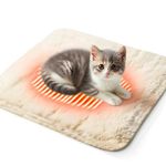 Pet Intelligent Heating Pads, Remote Mobile Phone Control, Include Plush Cover, Intelligent Automatic Switching, Gravity Sensor Heating, Waterproof, Heating Cat Bed, Indoor Heating Pad (40 cm × 45 cm)