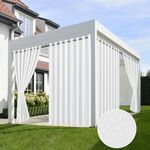 HolidayIdeas 4 Panels Linen Outdoor Curtains for Patio Waterproof White Curtains 95 Inch Length-Wide Curtains Weatherproof, Privacy, Outside Curtains for Pergola, Porch, Gazebo-110 Wide x 95" Long