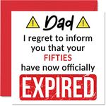 Funny 60th Birthday Cards for Dad - Your Fifties Have Expired - Happy Birthday Card for Dad Daddy Papa from Son Daughter, 145mm x 145mm Banter Joke Humour Bday Greeting Cards Gift