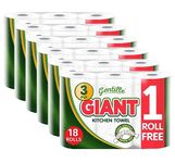 Gentille Giant 3 Ply Thickness Paper Towel | Extra Strong, Absorbent, Tough, Durable Kitchen Roll | Multipurpose Bulk Pack (18)