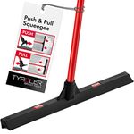 Tyroler Push & Pull Floor Squeegee Heavy Duty | 44CM Head 100% Rubber Squeegee Broom | Aluminum Anti-Rust 4-Piece Handle | Floor Wiper Multi-Surface, Hardwood, Marble, Tile, Garage, Indoor & Outdoor