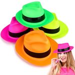 The Glowhouse Neon Gangster Fun Party Hats Pack of 12 Photo Booth Props for Kids Teens Adults Neon Party Accessories (Pack of 12)