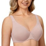 Delimira Women's Minimiser Bra Plus Size Non Padded Underwired Seamless Comfort Bras Cameo Heather 34G