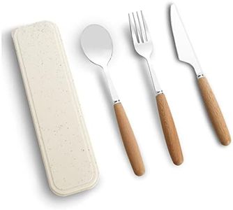 HMDZMR Reusable Travel Utensils with Case, 4pcs Portable Cutlery Set, Knives Fork and Spoon Set for Lunch Box, Portable Silverware Set for Travel Camping Picnic Hiking Office
