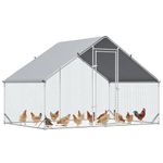 PawHut Chicken Run Galvanised Walk-in Chicken Coop Hen Poultry House Cage Rabbit Hutch Pet Playpen Garden w/Water-Resist Cover, 3 x 2 x 2m