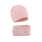 MAKFORT Cotton Newborn Baby Winter Hat and Scarf Set for 6-12 Months Newborn Baby Beanie Hat Kids Tube Cotton Loop Scarfs