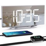 Digital Clock Large Display, Mirror Alarm Clocks for Bedrooms with 8.7" LED Screen,7-Level Brightness, 2 USB Charging Ports, Battery Backup, Bedside Clock for Living Room, Kitchen, Office,Decorations