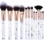 Makeup Brushes Start Makers Professional 12Pcs Marble Make Up Brushes Set with Foundation Powder Blending Eyeshadow Eyebrow Brush Set