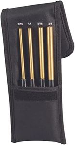 Starrett Extra-Long Brass Drive Pin Punch Set with Knurled Grip and Fabric Pouch - 8" Length, 1/8", 3/16",1/4", 5/16", 3/8" Punch Diameter, Set of 4 - SB248Z