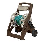 Suncast Hosemobile Garden Hose Reel Cart - Lightweight Portable Garden Cart with Wheels, Crank Handle, and Storage Tray for Gardening Accessories - 225' Hose Capacity - Mocha