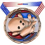 Decade Awards Decade Awards Bowling Color Epoxy Medal - Bronze | Perfect for Bowling Tournaments | Includes Stars and Stripes American Flag Neck Ribbon | 2.5 Inch Wide