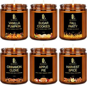 Fall Candles, 6 Pack Soy Candle Set, Scented Candles for Home, Holiday Candle for Women Men, Scents of Sugar Cookies/Vanilla Pumpkin/Cinnamon Clove/Apple Pie/Harvest Spice/Fall Party
