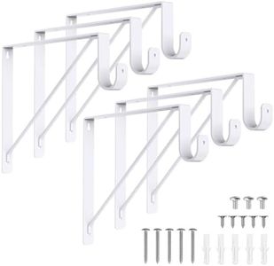 Supforce 6 Pack Closet Rod Bracket, Heavy Duty Closet Rod Support with Rod Holder, Wall Mounted Closet Shelf Brackets with Triangle Stabilizing Design for Closet, Bathroom and Kitchen, White