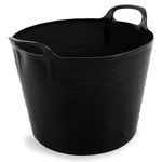 Neat Plastics 42L Flexi Tubs 1 Pack - Versatile Large Garden Tubs with Handles, Handy Builders Buckets Heavy Duty, Ideal Bath Bucket & Flexi Bucket, Durable Flexible Buckets for Home & Garden (Black)