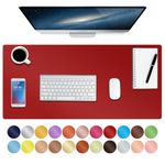 Leather Desk Mat,Desk Pad,Desktop mat,Waterproof Desk Mat for Desktop, Desk Mat for Keyboard and Mouse,Leather Mouse Pad Protector for Office and Home,30"x 14"(M-Red)