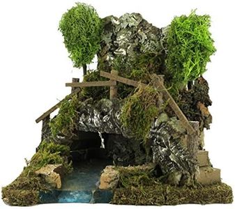 Ferrari & Arrighetti Laghetto nella Grotta con Ponte per Presepe, Inizio di Fiume Modulare, Sughero e Legno, Multicolore, 20 x 22 x 20 Cm