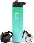 IRON °FLASK Camping & Hiking Hydration Flask with 3 Lids - Stainless Steel, Double Walled & Vacuum Insulated Water Bottle - Leak Proof & BPA Free (Sky, Straw - 22 oz)