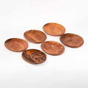 Casa/Legno Oval Shaped Acacia Wood Server/Bowl for Pasta, Salad, Nuts, Fruits, and more, Jewelry and Coin Bin. (Set of 6)
